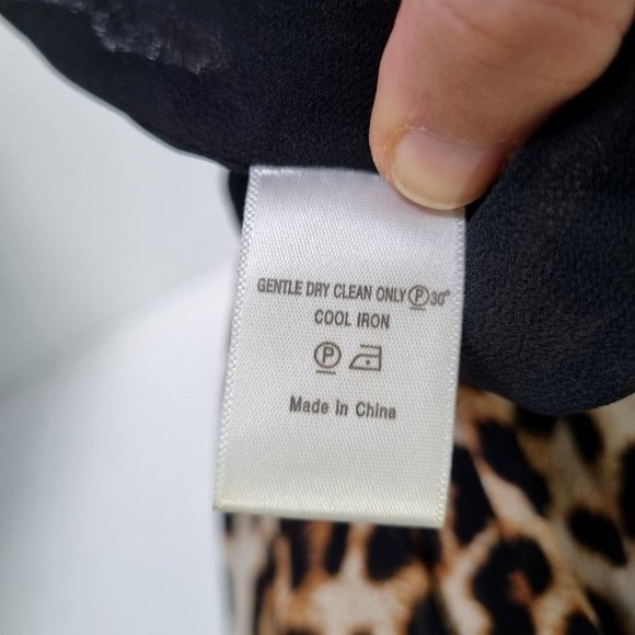 Witchery Multicolour Leopard Print Deep V-Neck Balloon Sleeve Midi Dress Size 12 - Picture 10 of 11